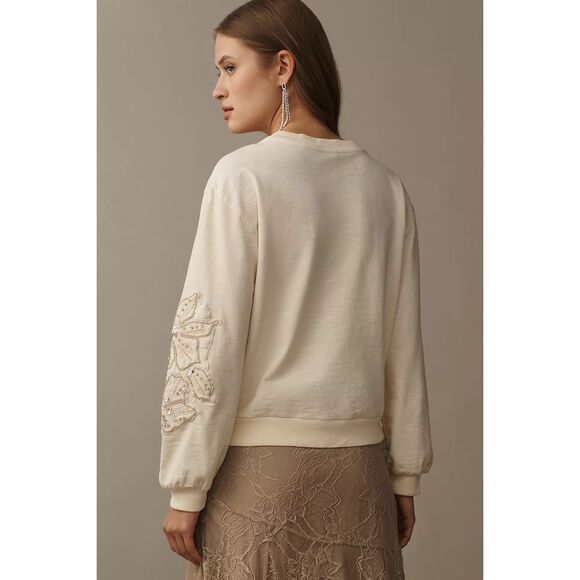 Anthropologie Beaded Embroidered Sweatshirt - Picture 3 of 10
